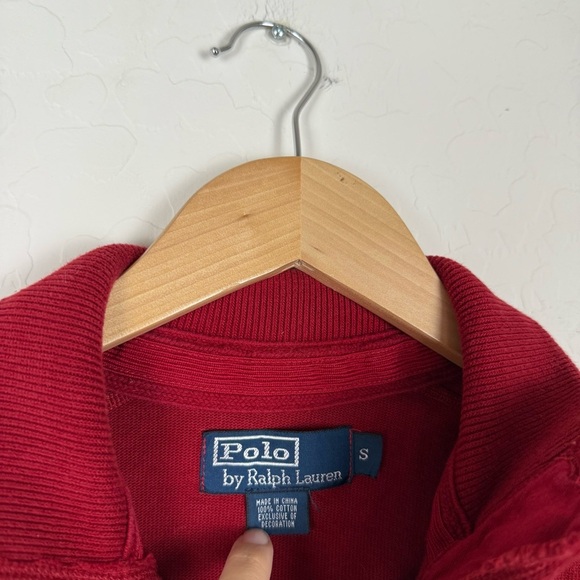 Polo Ralph Lauren Vintage Red Button Mock Neck Madison Ave Rugby - Picture 3 of 9